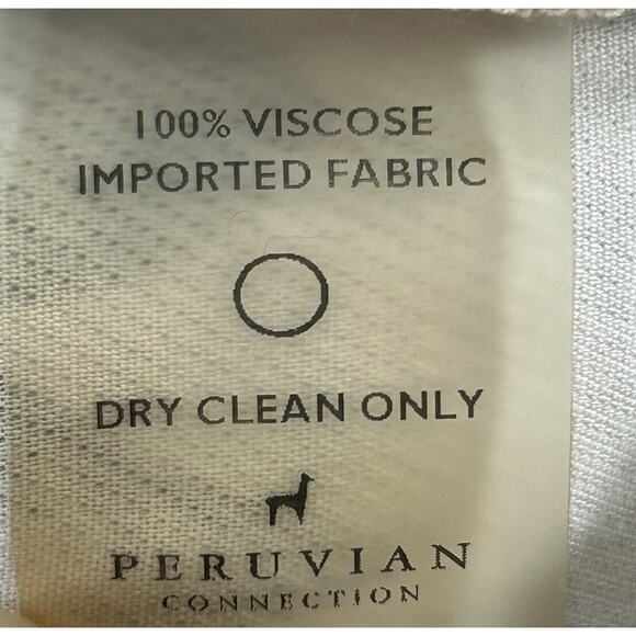 Peruvian Connection Pants Women 10 Cream Wide Leg Preppy Boho Cottagecore Floral - Picture 12 of 13